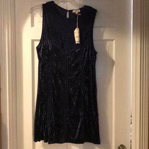 Entry dark navy crushed velvet shift dress